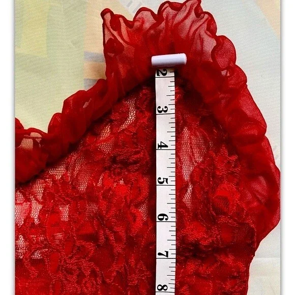 VTG Cinema Etoile Seductive Wear Baby Doll Sheer Sexy Red Nylon Nightgown - Picture 5 of 13